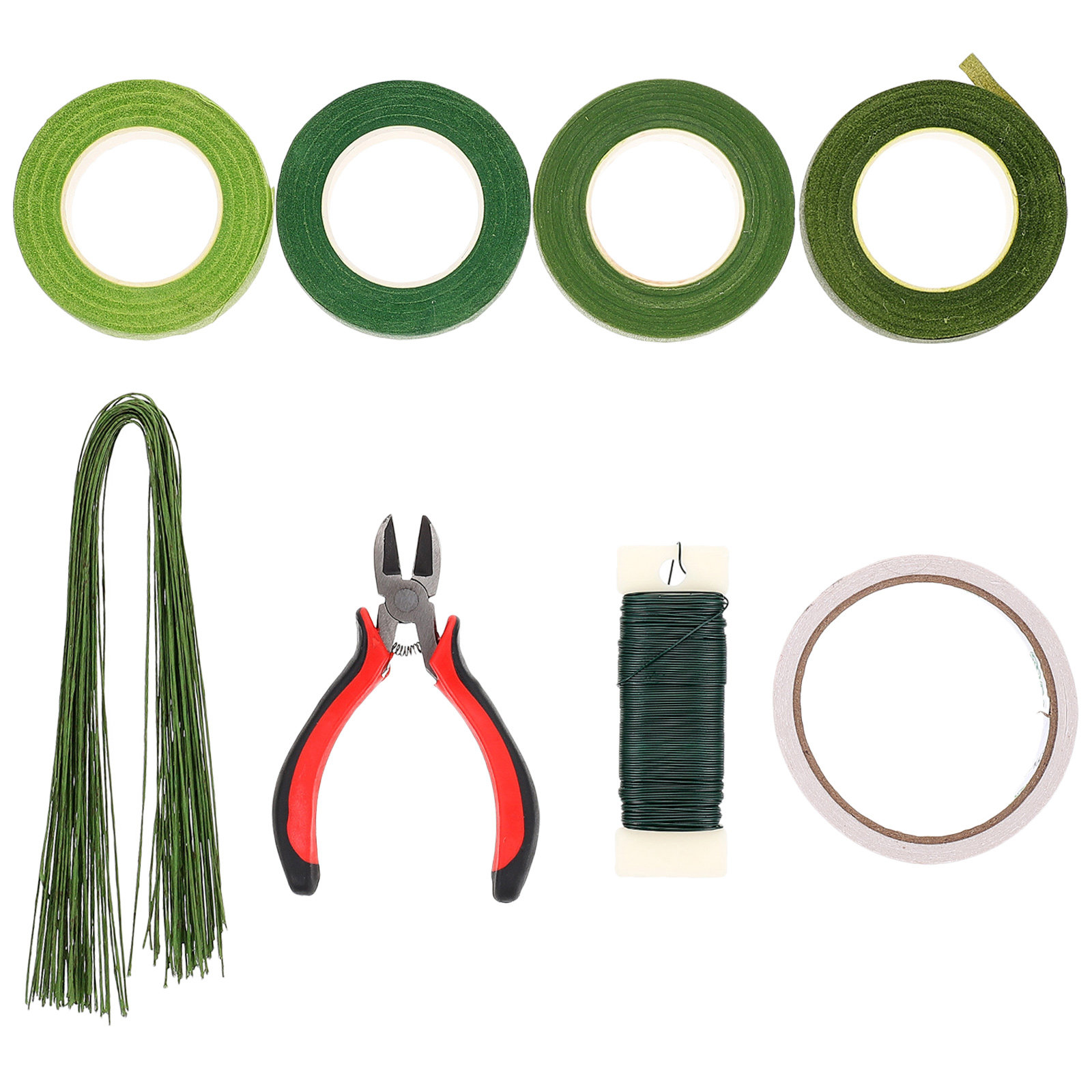Wire Stem Florist - 1Set Double-Sided Tape Green Floral Wire