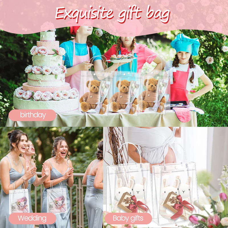 5/10Pcs Clear Gift Bag with Ha - Cellophane Wrap Clear avaliação e preço