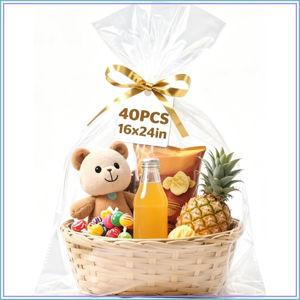 40 Pcs Cellophane Bags 16x24 I - Cellophane Wrap Clear avaliação e preço