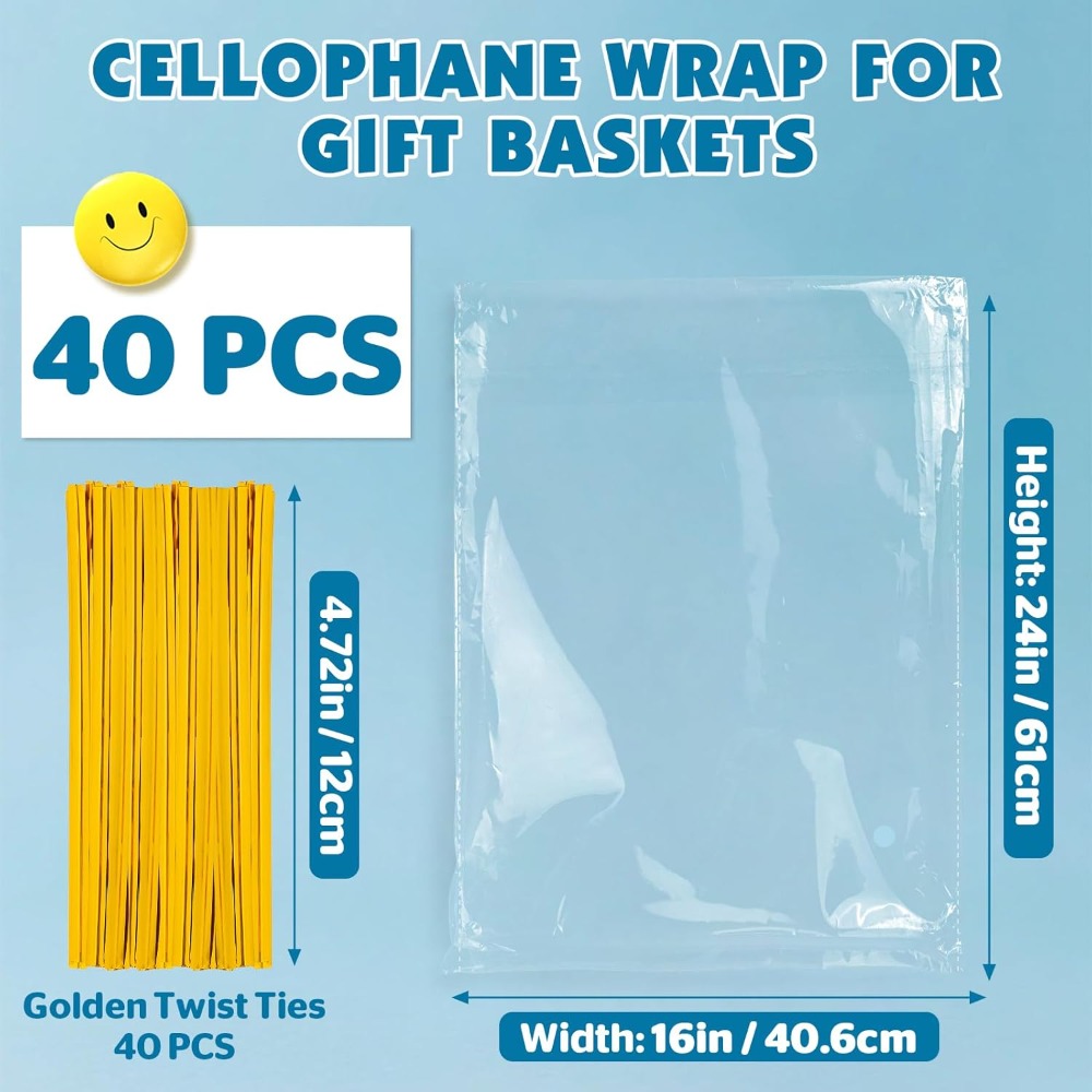 40 Pcs Cellophane Bags 16x24 I - Cellophane Wrap Clear avaliação e preço