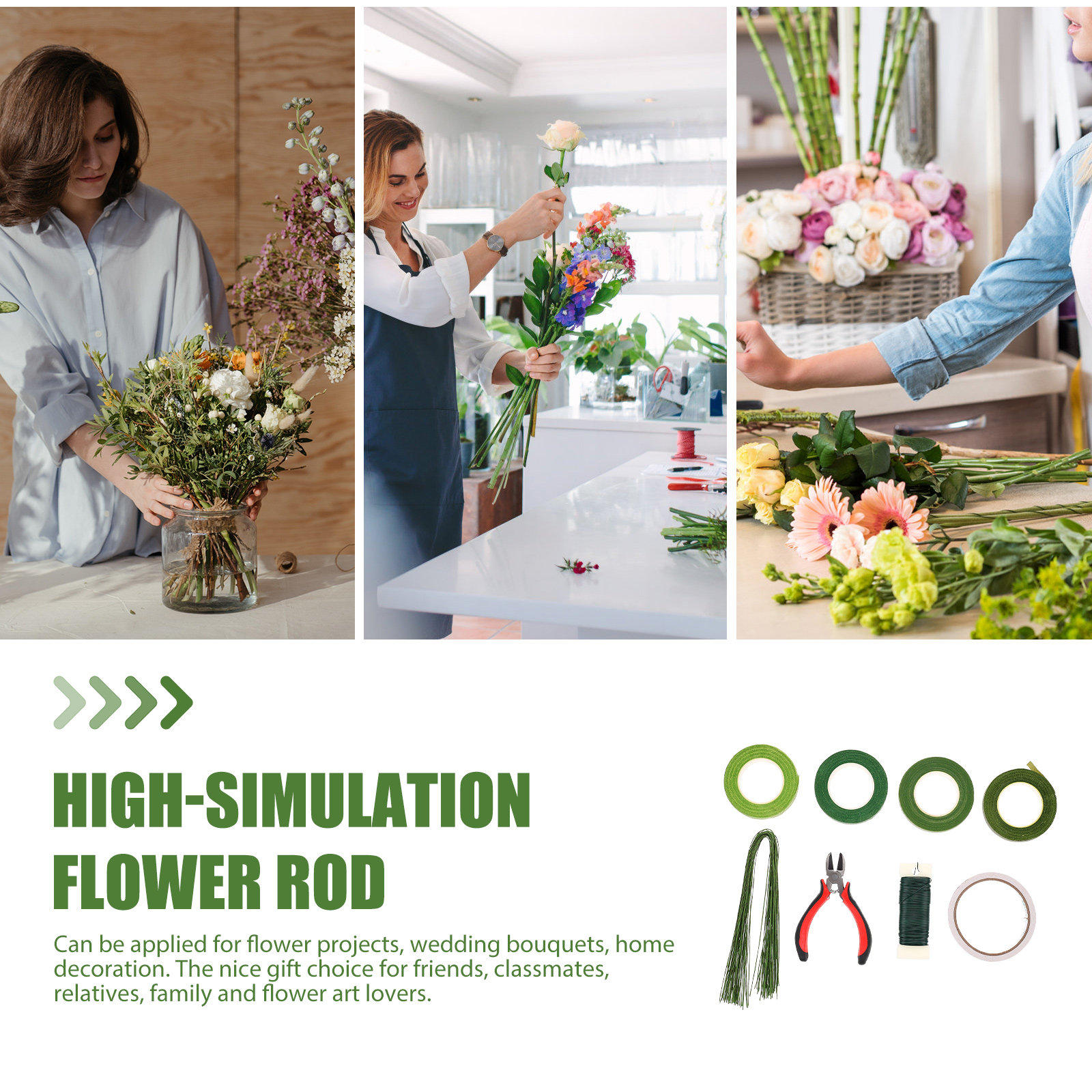 1Set Double-Sided Tape Green F - Wire Stem Florist avaliação e preço