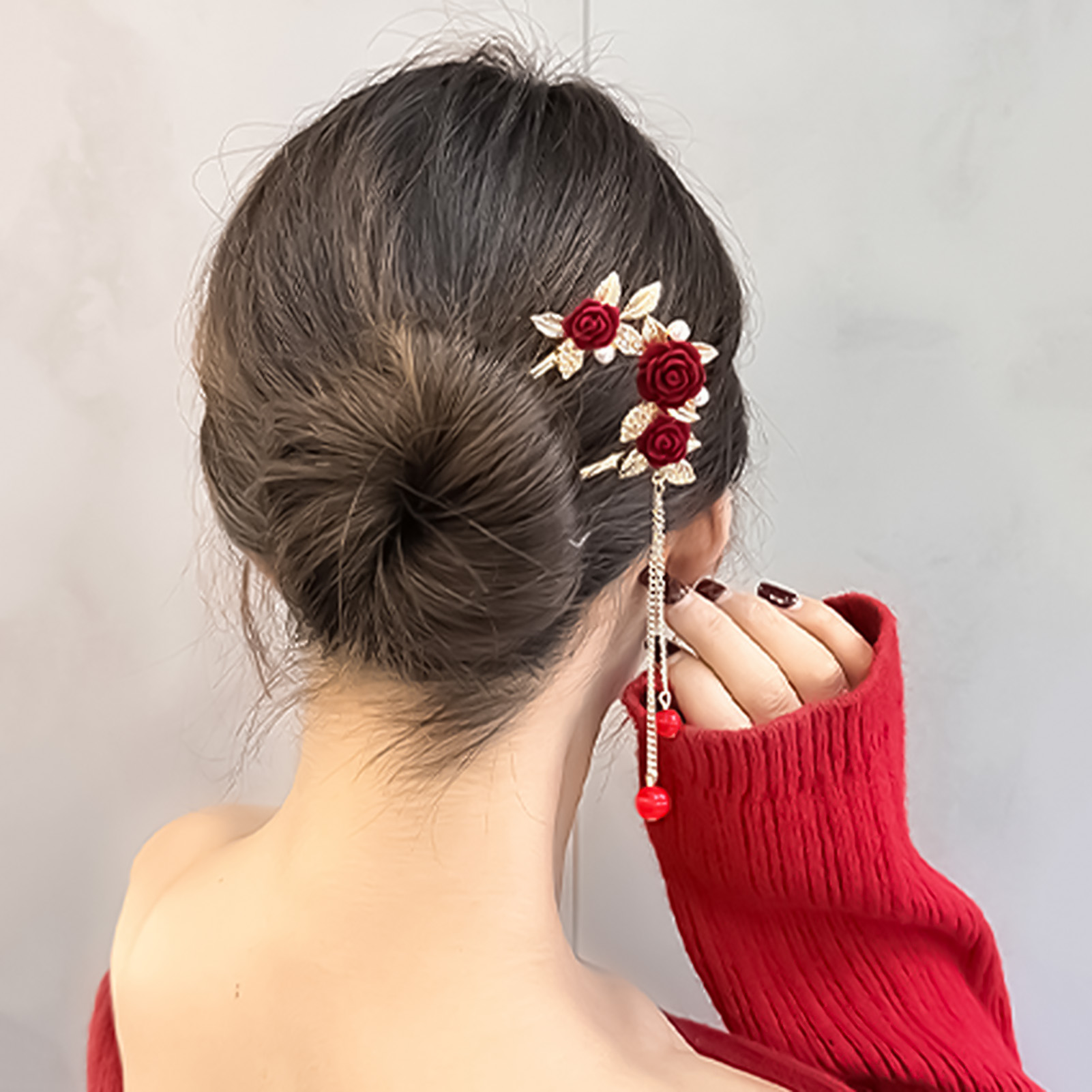 Chinese Style Rose Flower Hair - Florist Supplies avaliação e preço