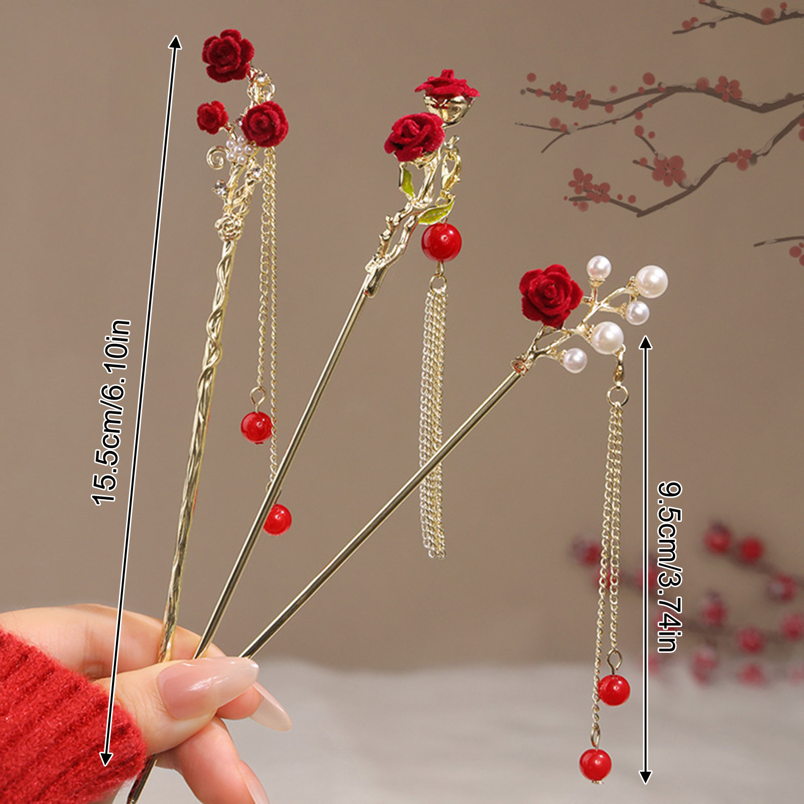 Chinese Style Rose Flower Hair - Florist Supplies avaliação e preço