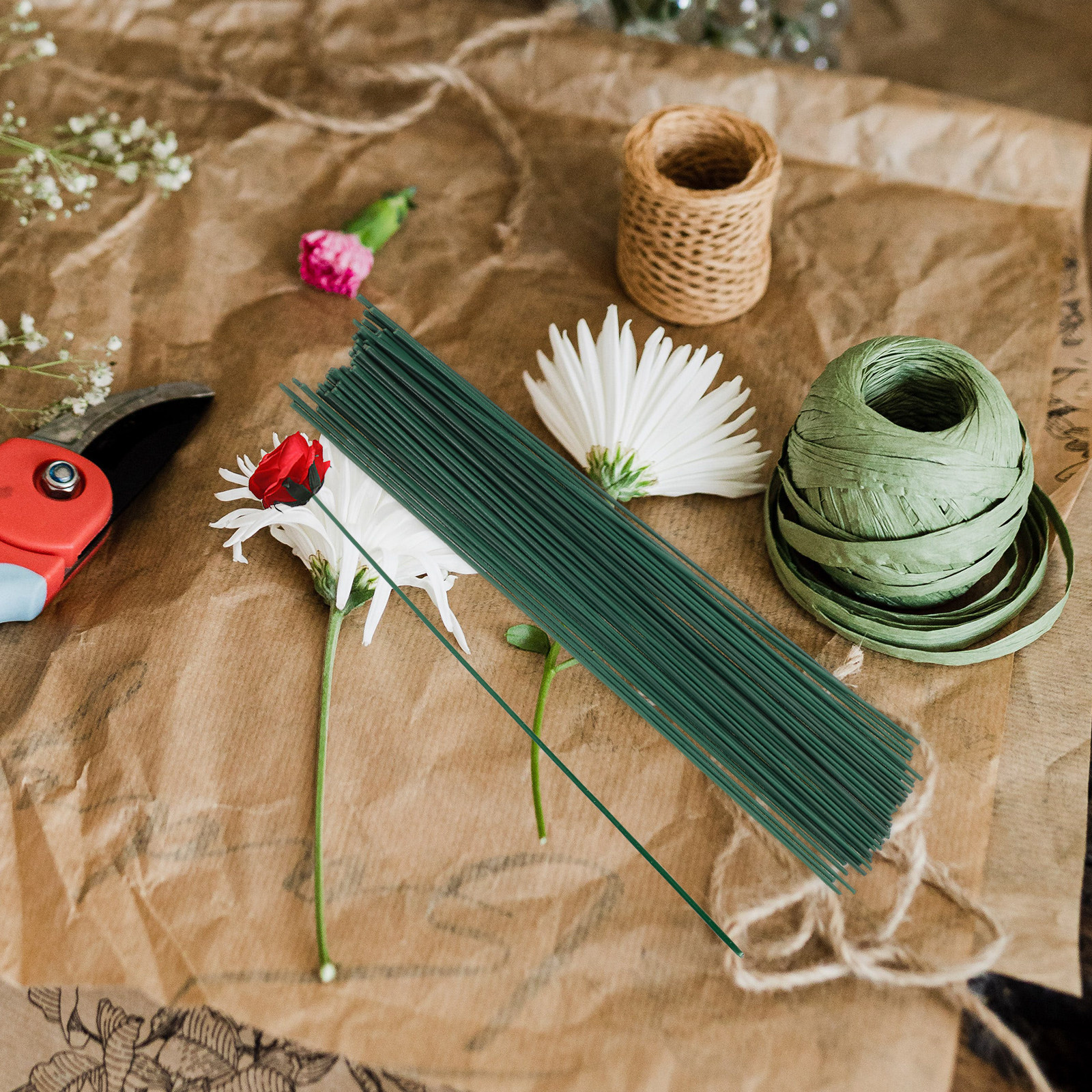 1Set Florist Tape Green and Fl - Wire Stem Florist avaliação e preço