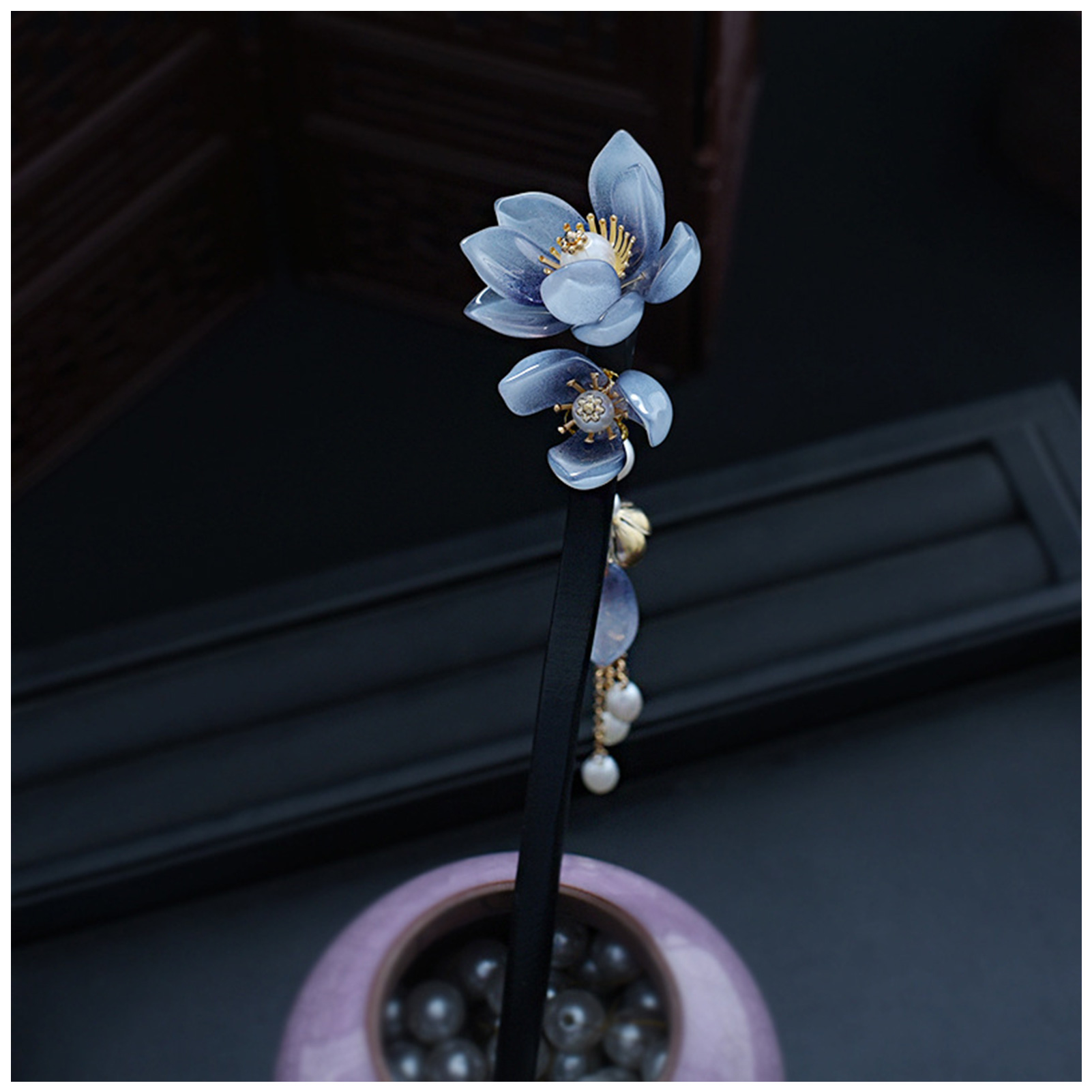 Blue Flower Hair Stick Vintage - Florist Supplies avaliação e preço
