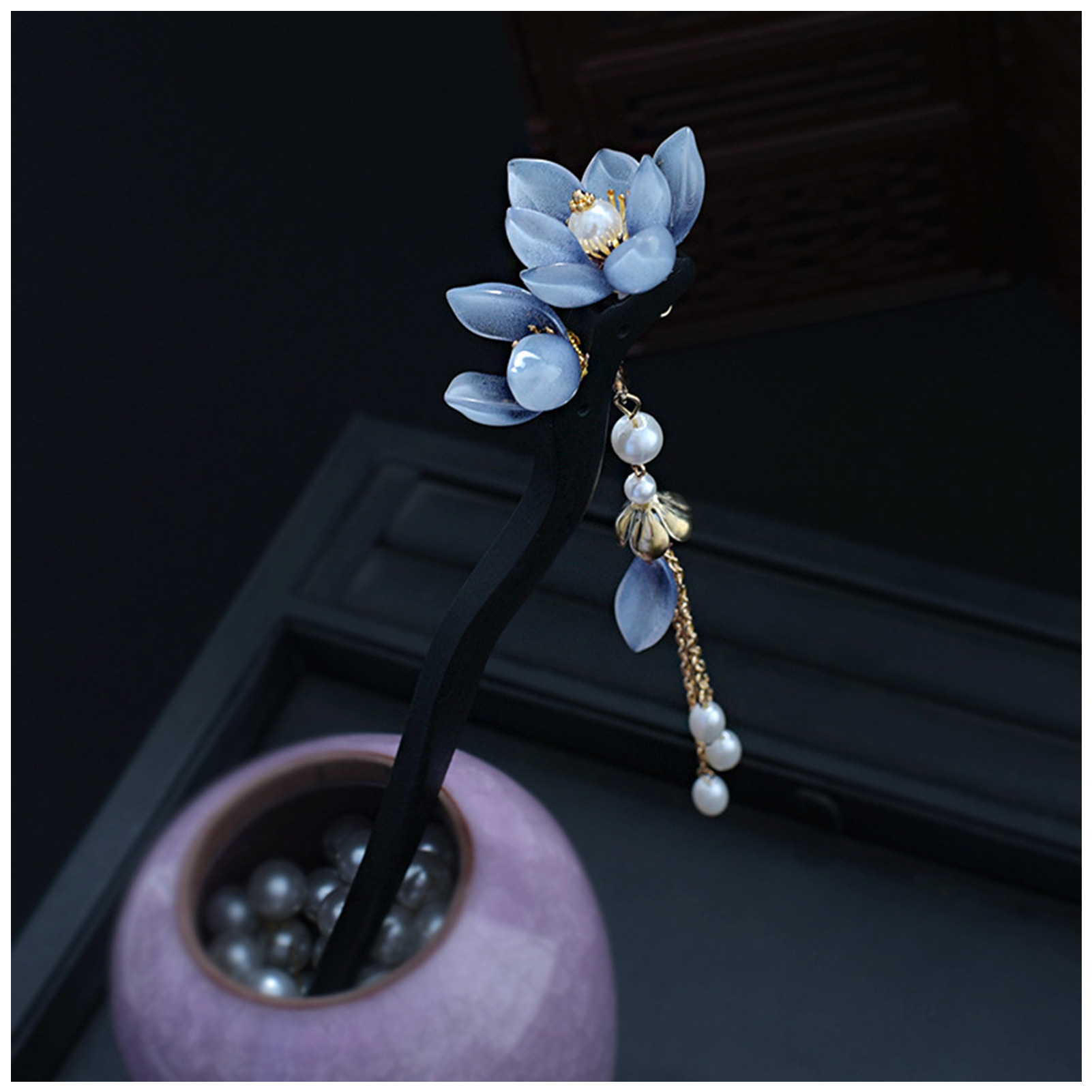 Blue Flower Hair Stick Vintage - Florist Supplies avaliação e preço