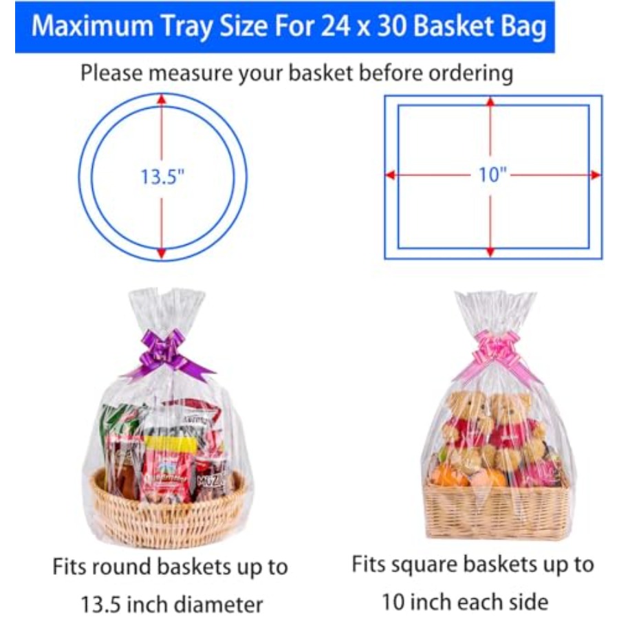 Clear Basket Bags 20Pack Large - Cellophane Wrap Clear avaliação e preço
